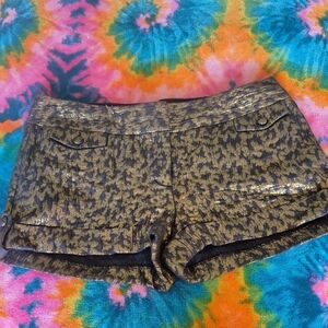 Express Women's Size 6 Black & Gold Shorts